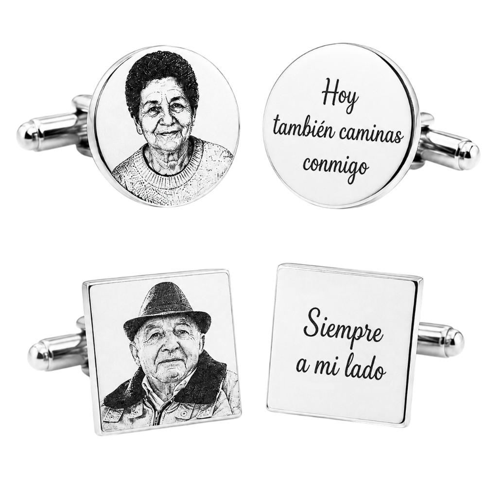 gemelos personalizados grabados con fotografías